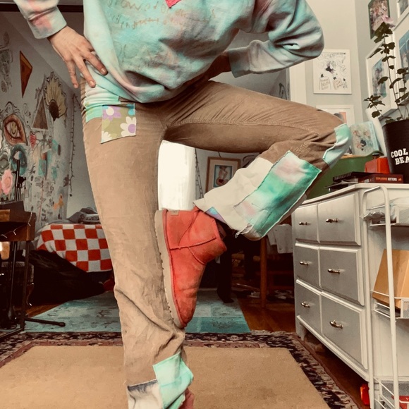 GUC Babaton ultra high waisted patchwork chord homemade bell bottoms - Picture 15 of 16